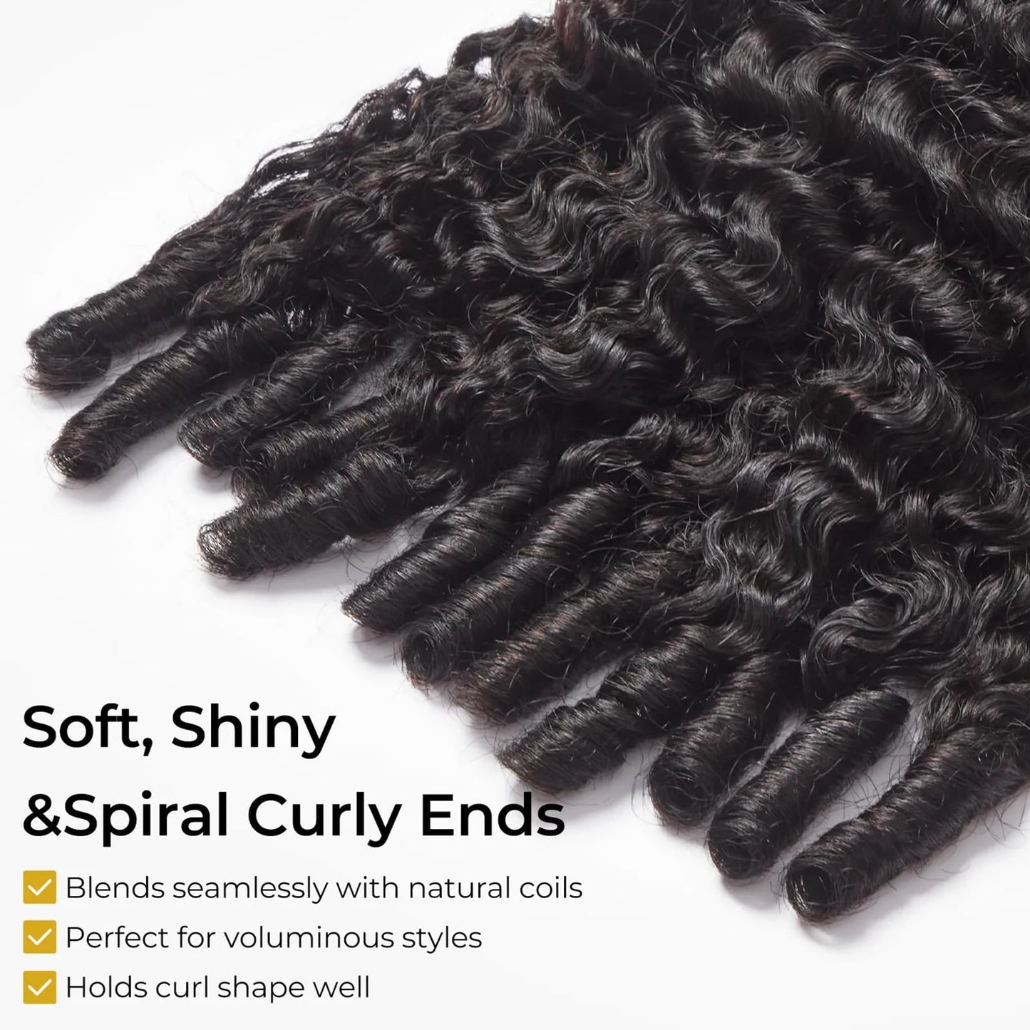 Wequeen 16A Burmese Curly Human Hair Bundles 18 Inch 100% Unprocessed Brazilian Virgin Hair Quick Weave Bundles Human Hair Extensions Real Human Hair, Natural Black