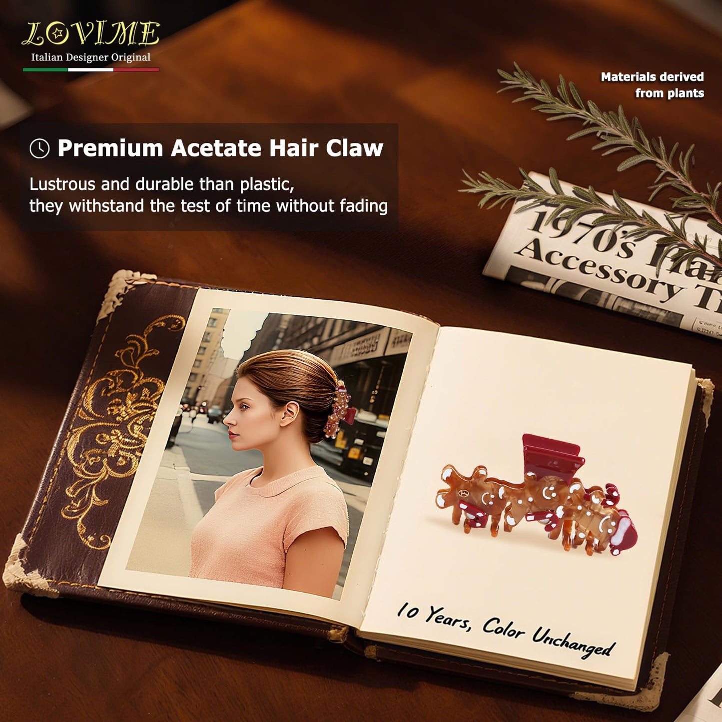 LOVIME Large Hair Clips for Women Premium, Cute Gingerbread Claw Clips for Thick Thin Long Hair Girls, No Slip Hair Clip 4 Inch, Hair Accessories For Mothers Day Gifts for Mom with Gift Box