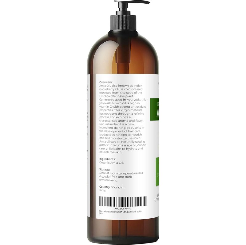 Amla Oil - USDA Certified Organic Carrier Oil | 100% Pure, Extra Virgin, Unrefined - 32 Fl Oz