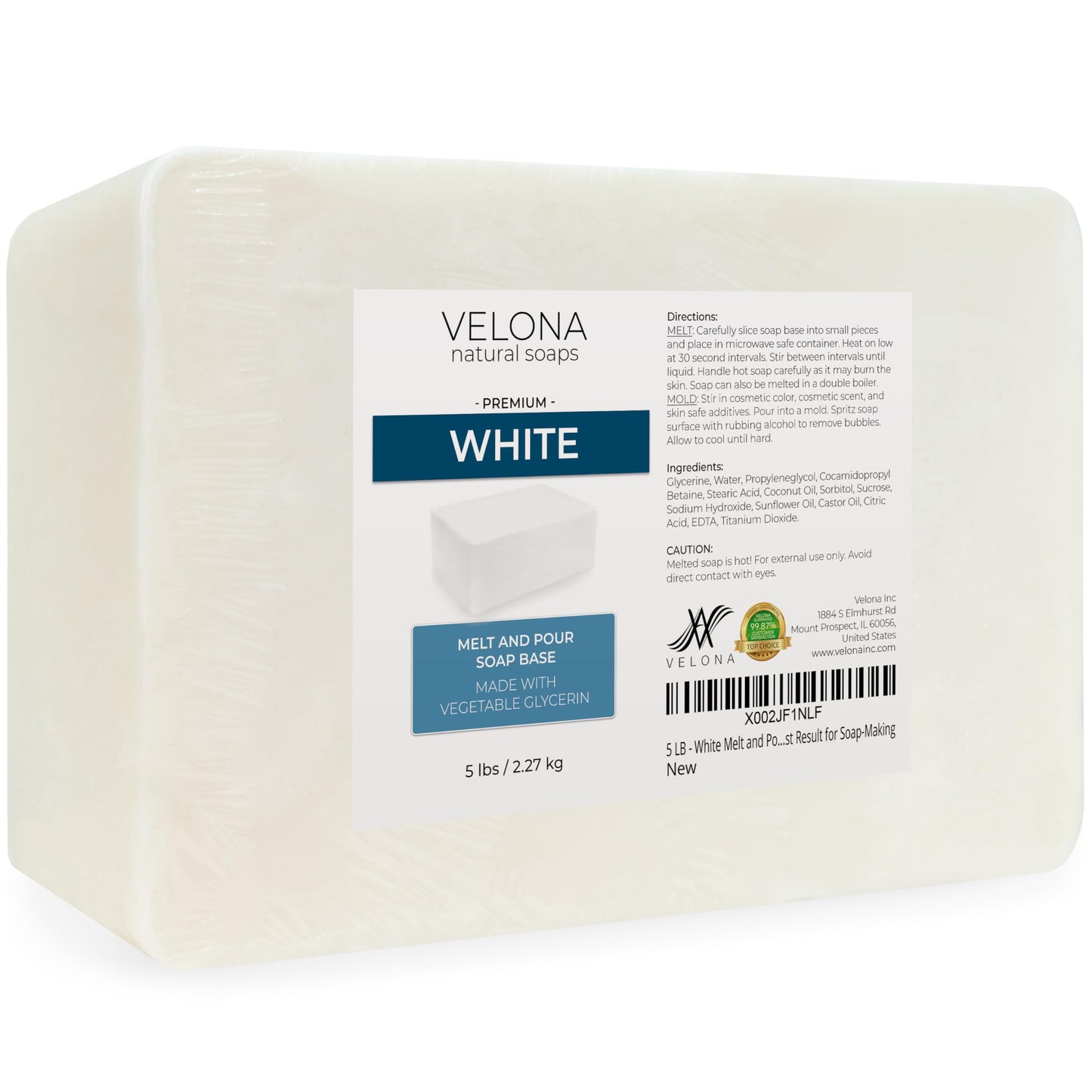 velona 5 LB - White Melt and Pour Soap Base SLS/SLES free | Natural Bars for The Best Result for Soap-Making