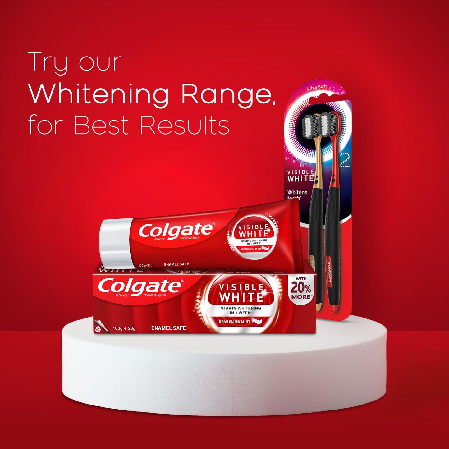 Colgate Visible White Dazzling White Toothpaste, Sparkling Mint - 200gm (Saver Pack)