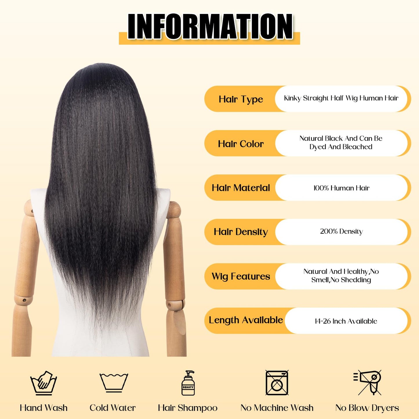 3 in 1 Half Wig Kinky Straight synthetic for Women 200% Density Glueless Wear No Lace Flip Over Half Wig Seamless Clip In Wigs (24inch)