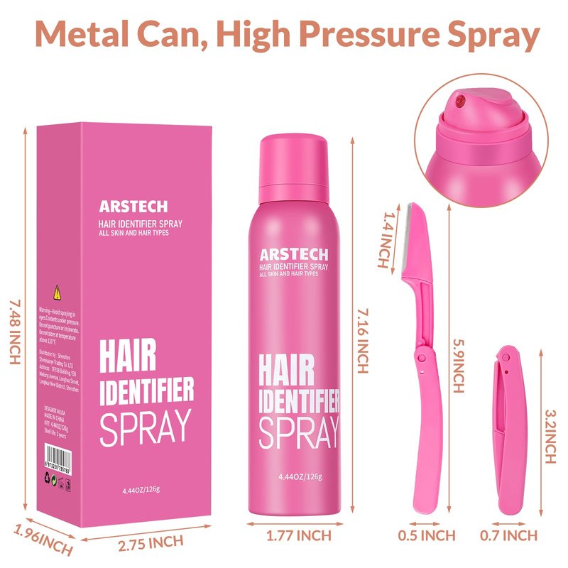 Hair Identifier Spray for Face Shaving Dermaplaning Tool 4 Pack Skin Body Dermaplaning Spray for Women with 16 Face Razor for Face Shaver Hair Removal Kit Excess Hair Dermaplane Razor for Women Face