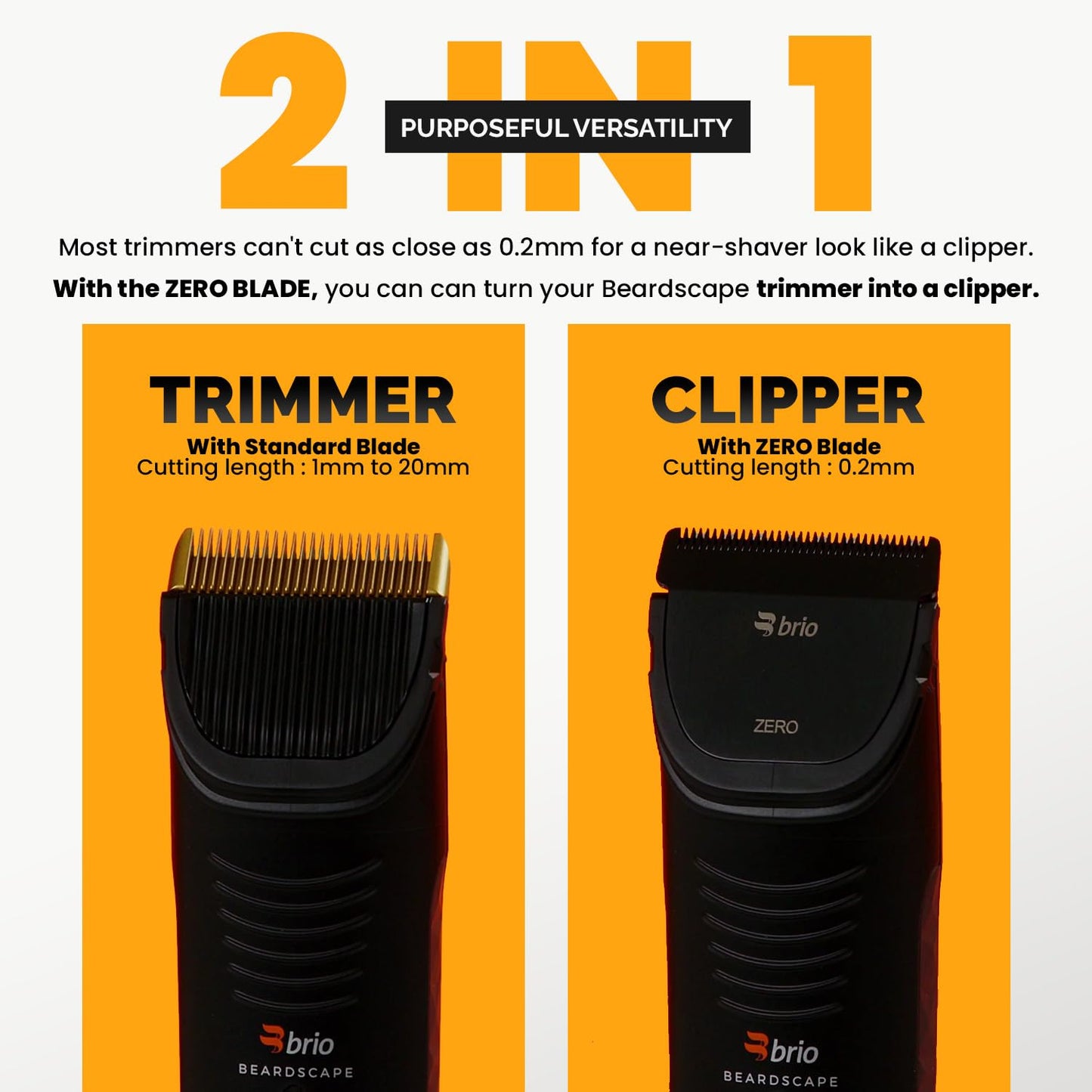 Brio Zero Blade Compatible Beardscape V2 & V1 Trimmers, Cuts Extremely Close at 0.2mm, Stainless Steel Blade Perfect for Super Close Cuts, Creating Tight Lines and Cleaning up Mustaches (Black)