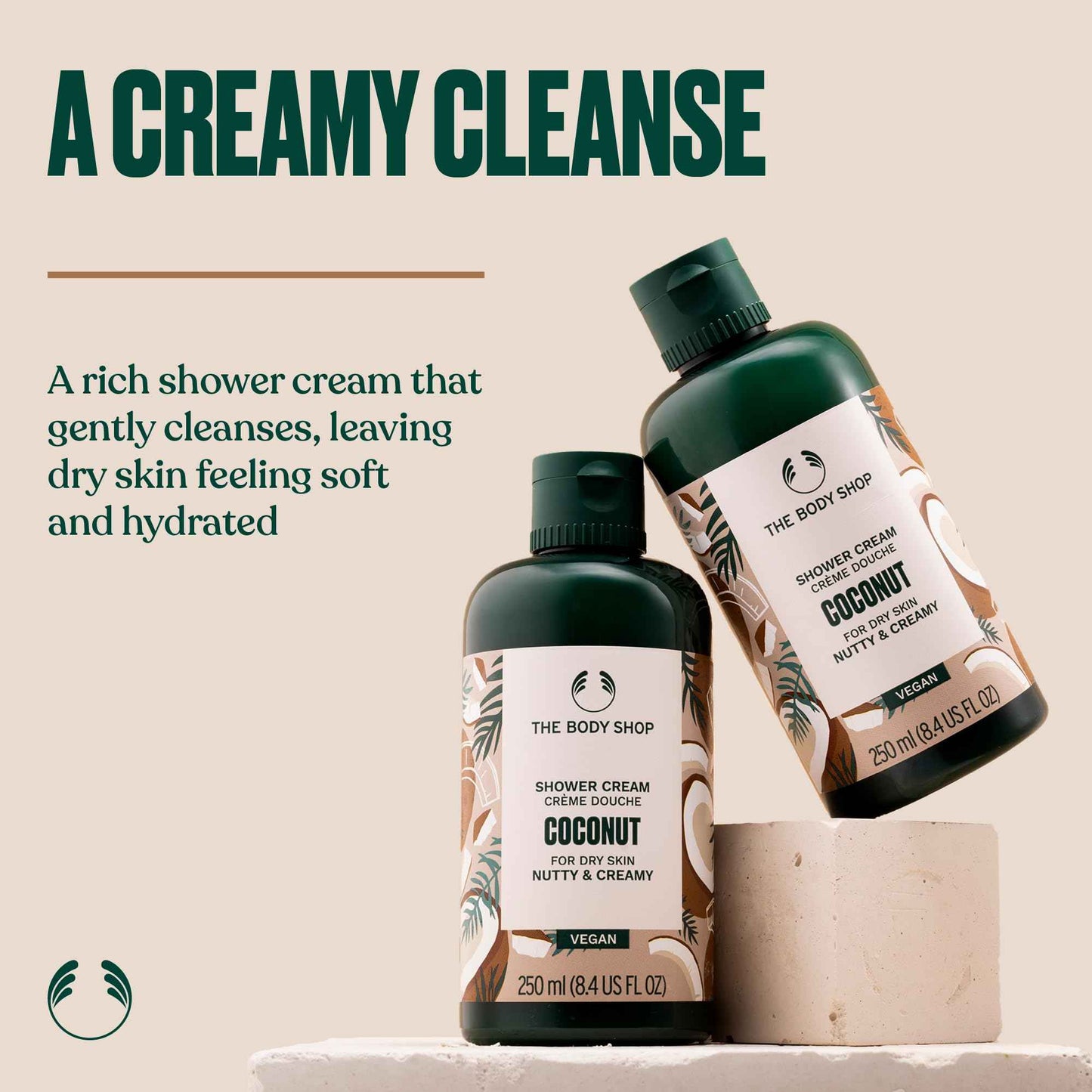 The Body Shop Coconut Shower Cream - Nutty and Creamy for Dry Skin - Vegan Body Wash, 8.4 Fl Oz