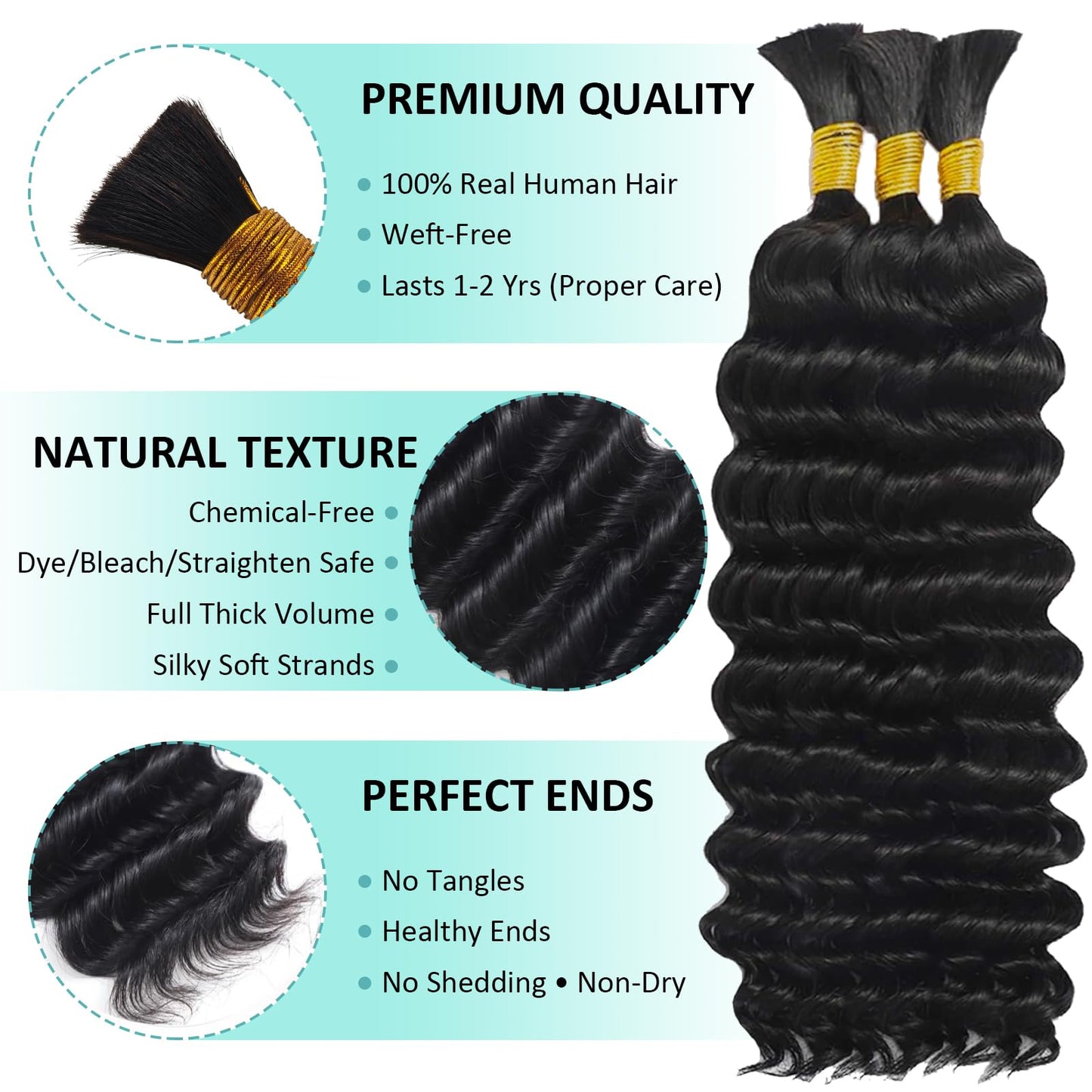 Boho Human Hair for Braiding 20 Inch 100% Brazilian Virgin Remy Hair Bulk 50g Curly No Chemical Processing Soft Silky 1 Bundle Natural Color for Bohemian Braids Knotless Braids