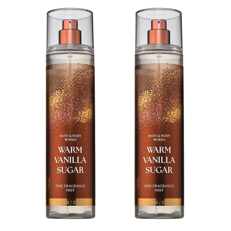 Bath & Body Works Warm Vanilla Sugar Fine Fragrance Mist, Body Spray & Perfume for Women, Long-Lasting Personal Fragrance, Sparkling Sugar and Sweet Vanilla Scent, 8 fl oz - 2 Pack