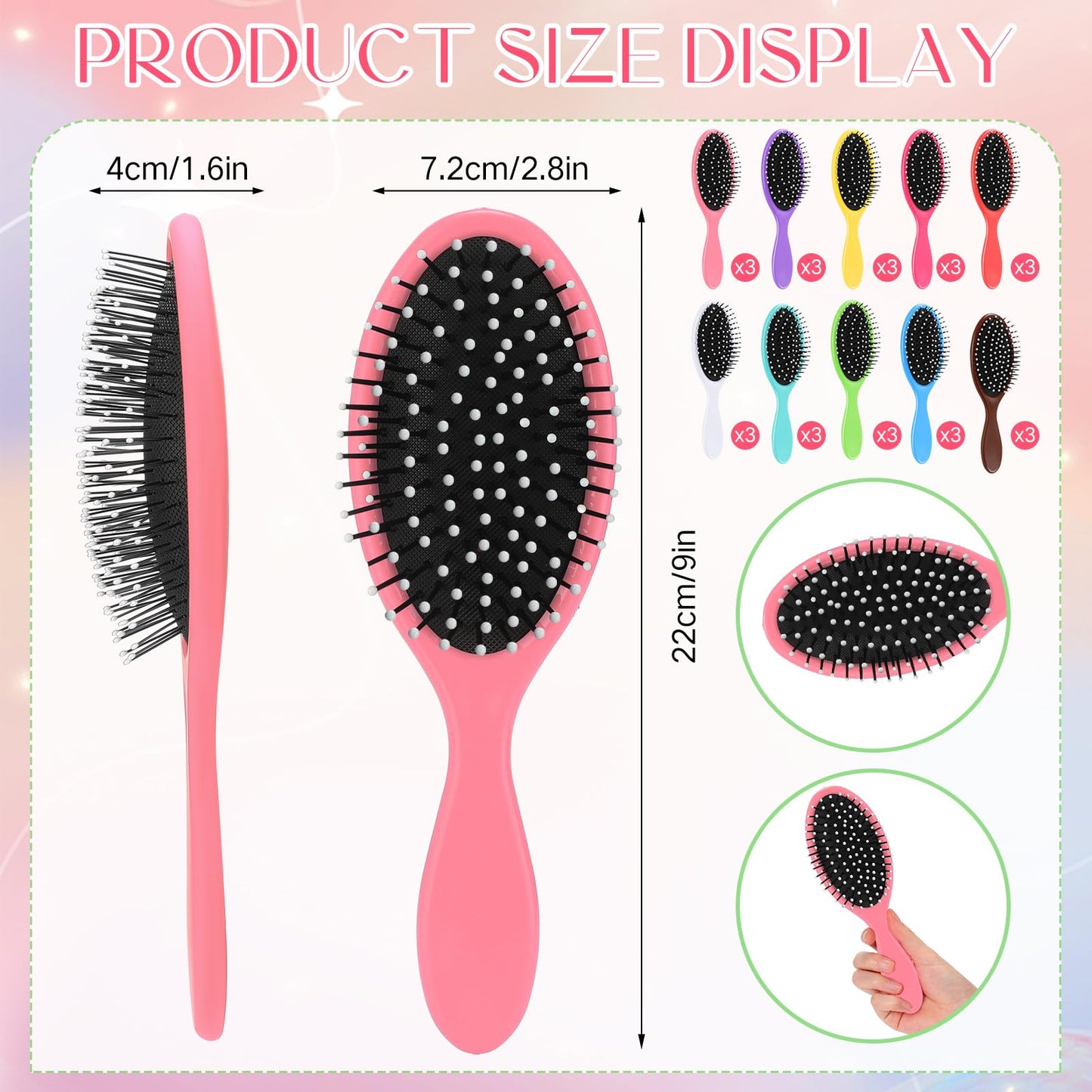 Suclain 30 Pcs Hair Brushes Bulk for Women, Travel Detangling Brush