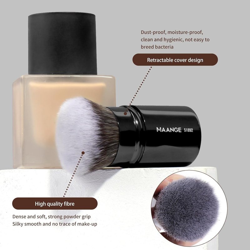 20 PCS Foundation Makeup Brush Set - Double-Ended Kabuki Contour Brushes for Liquid & Powder Blending | Black
