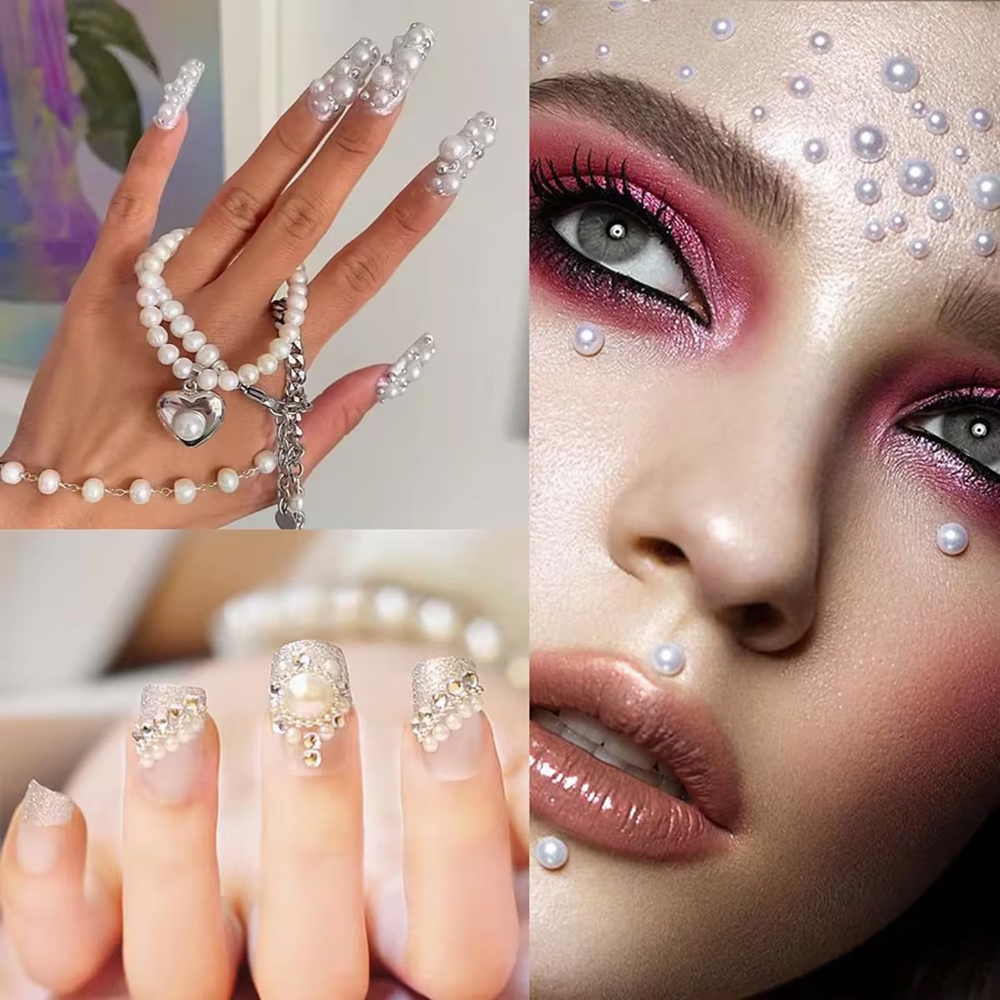 10000PCS 2mm Nail Art Flatback Half Round Tiny Pearls White Flatback Pearls for Nails Face Body Make Up Crafts Small Half Pearls Rhinestones for Home DIY Nails Shoes Salon Use