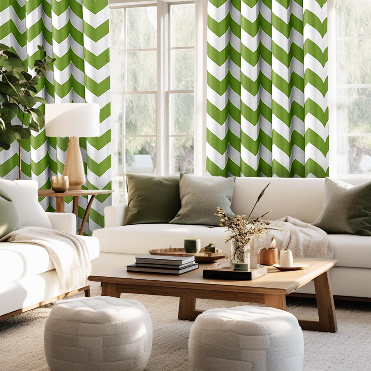 Melodieux Chevron Room Darkening Blackout Grommet Top Curtains, 52 by 63 Inch, Green (1 Panel)