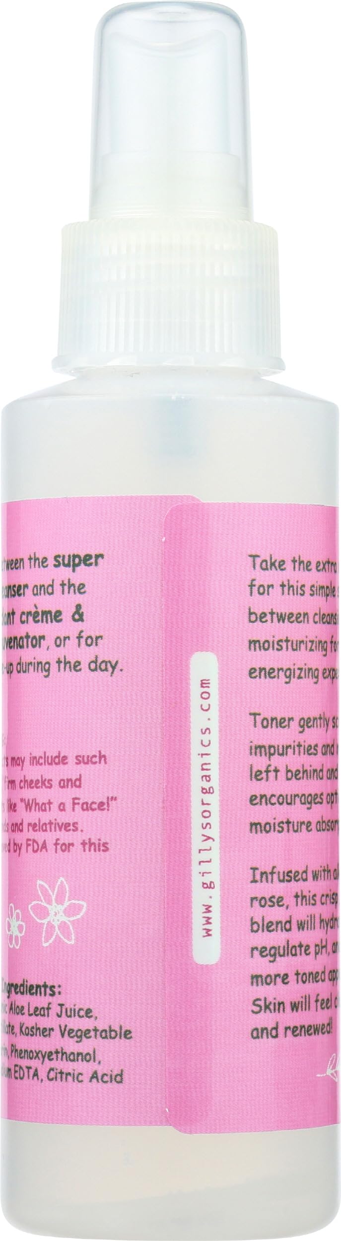 Made in USA – Gilly’s Organics Natural Rose Water Facial Toner Spray with Aloe Extract – Hydrating & Calming Mist for All Skin Types – 3 fl oz