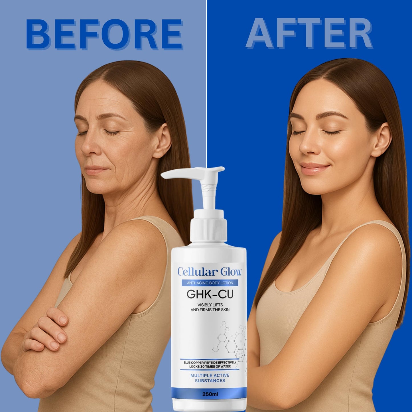 Cellular Glow Copper Peptide & Hyaluronic Acid Body Lotion – 10 fl oz | Anti-Aging, Skin Firming & Intense Hydration for Smooth, Youthful Skin