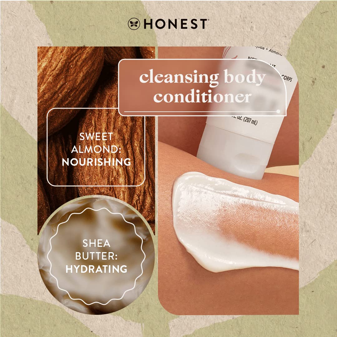 The Honest Company 2-in-1 Cleansing Body Conditioner | Gentle for Baby | Naturally Derived, Vegan, Hypoallergenic | Sweet Almond Nourish, 7 fl oz