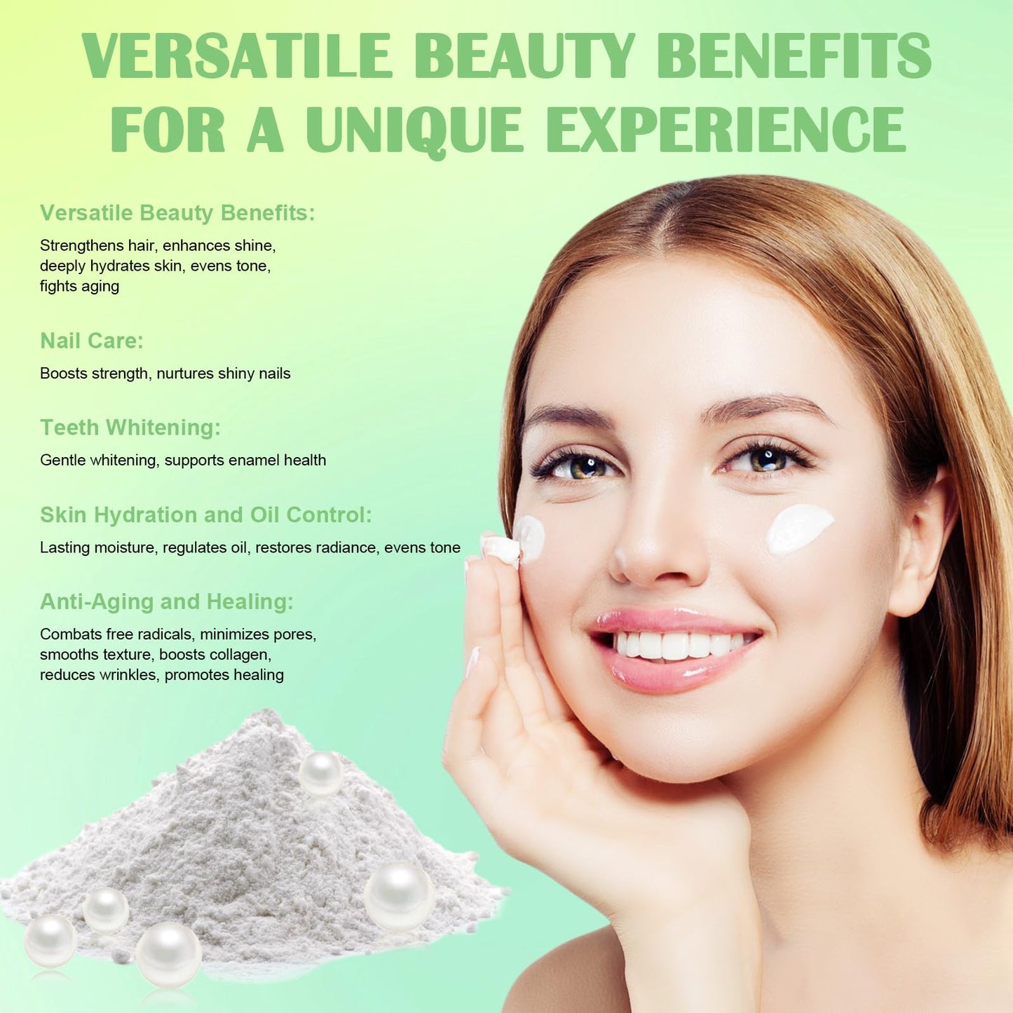 Ponhey Pearl Powder Organic, Pearl Powder for Eyes & Face, 100% Natural DIY Skincare, Deep Cleansing, Pore-Shrinking & Anti-Aging Mask 100g (3.53oz)