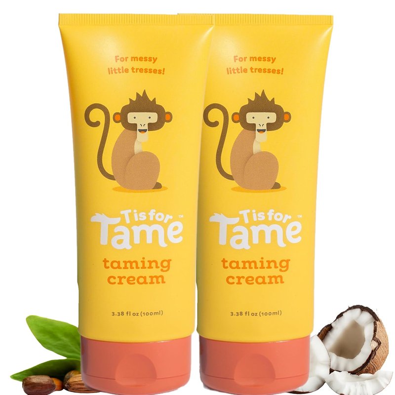 All-Natural Hair Taming Cream for Kids - Frizz Control with Coconut Oil & Jojoba | 3.38 Fl Oz (2 Pack)