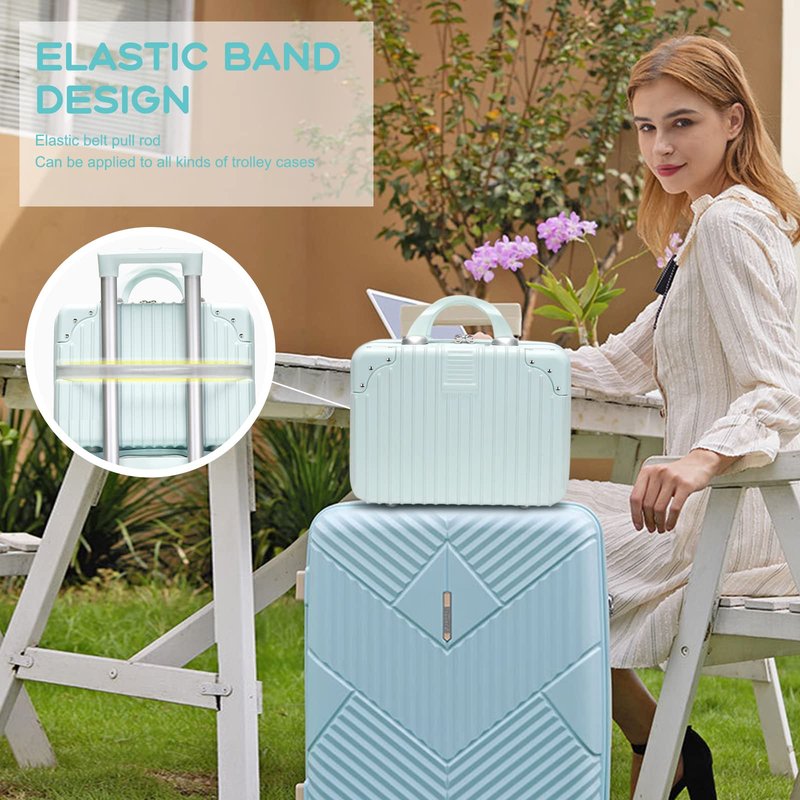 HAHONIA 11L Makeup Travel for Women Girl, Hard Shell Vanity Cases with Elastic Band and Zipper, Portable Waterproof ABS Cosmetic Case for Travel