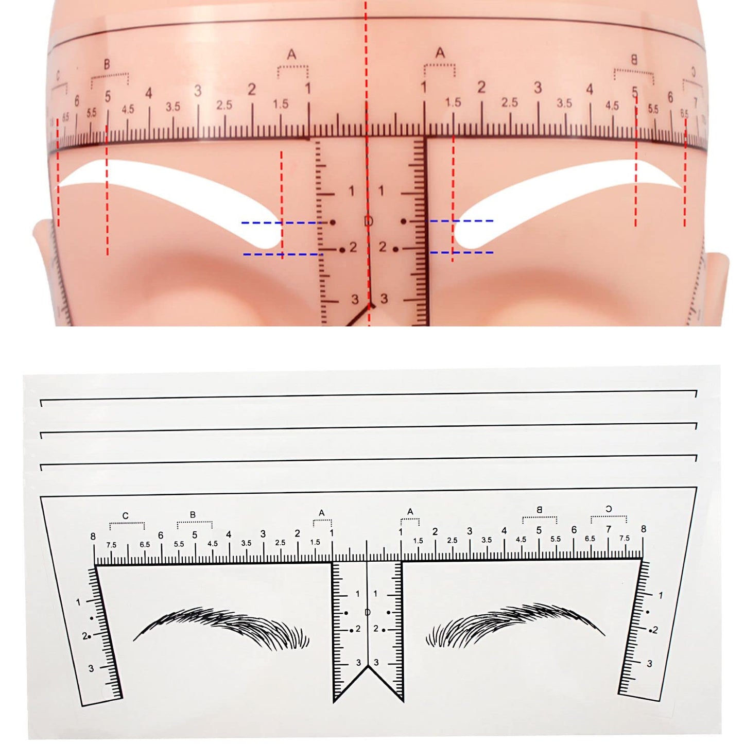 Guapa 50pcs/Pack Eyebrow Ruler with Brow Shape Disposable Microblading Ruler Sticker Adhesive Brows Positioning Measure Tool