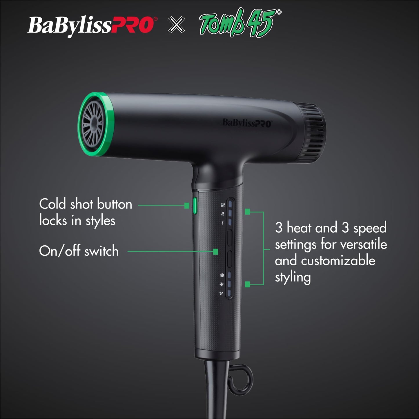 BaBylissPRO Nano Titanium Limited Edition Professional Nano Light Ionic Hair Dryer (Tomb45 Collection)
