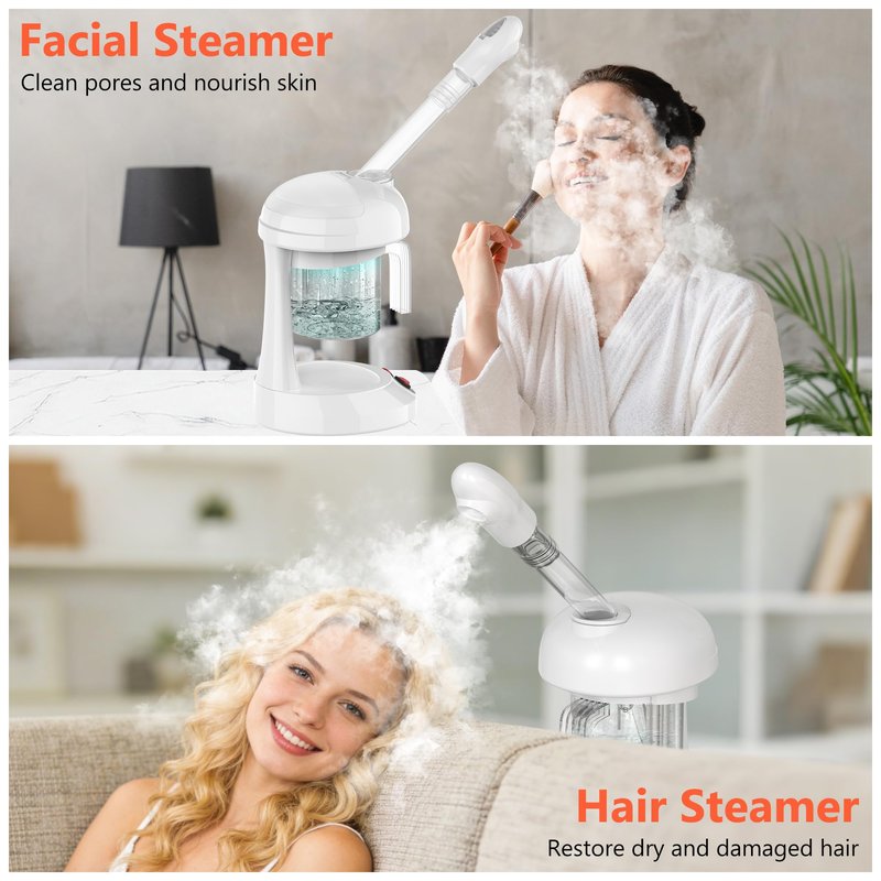Facial Steamer - TASALON Ozone Face Steamer for Facial Deep Cleaning, Portable Facial Steamer with Removable Water Tank, Nano Ionic Face Steamer for Home Salon Spa or Personal Care