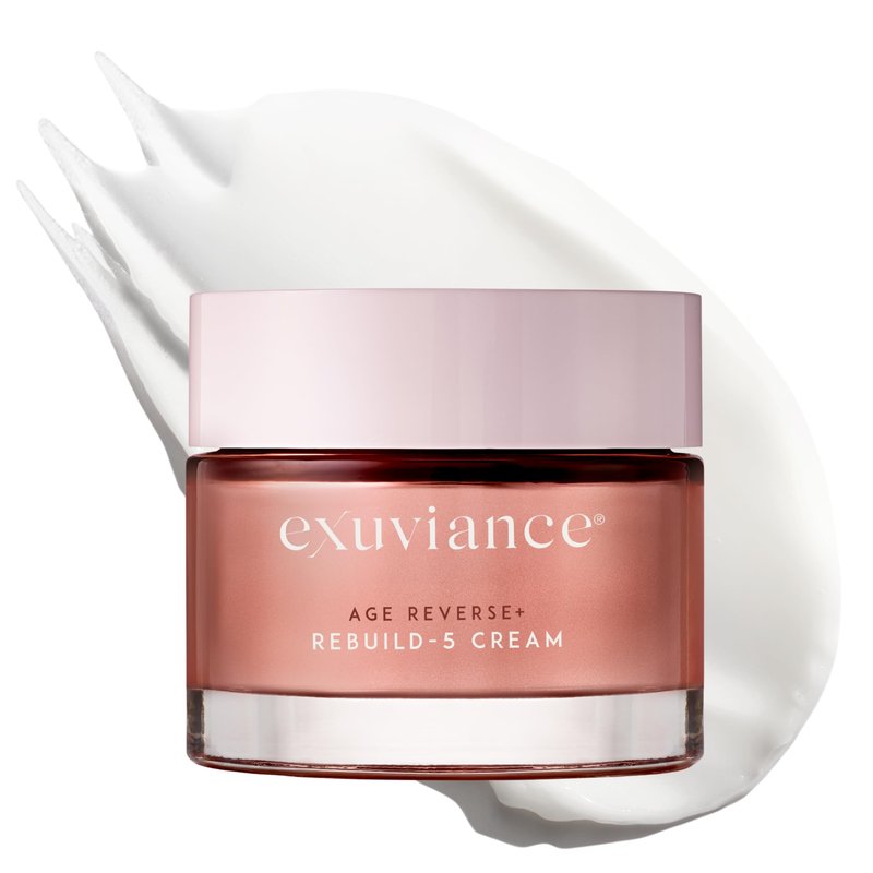 EXUVIANCE AGE REVERSE + Rebuild-5 Antiaging Moisturizer Cream with Shea Butter, Glycerin, Vitamin E, Peony Botanical, PHA, Aminofil, and MicroDiPeptide229, 1.7 oz