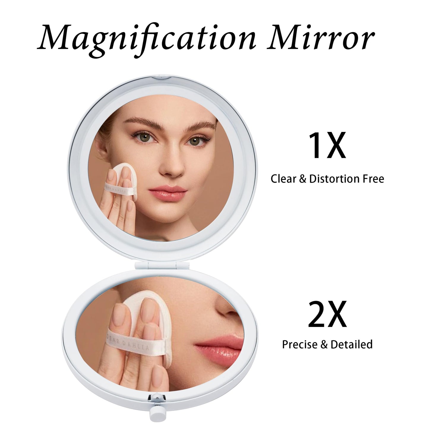 QUSTGO Compact Mirror, Pocket Travel Makeup Mirror for Purse, Metal Round Shell, 2-Sided 1X/2X Magnifying, Portable, Folding, Handheld, White,12 Pack
