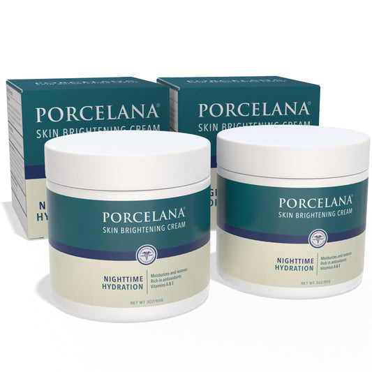 Porcelana Nighttime Hydration Cream Updated Formula - Fades Dark Spots & Evens Skin Tone - For Sun or Age Spots, Acne Scarring, Melasma & Other Discoloration - Moisturizer w/Vitamins & Antioxidants