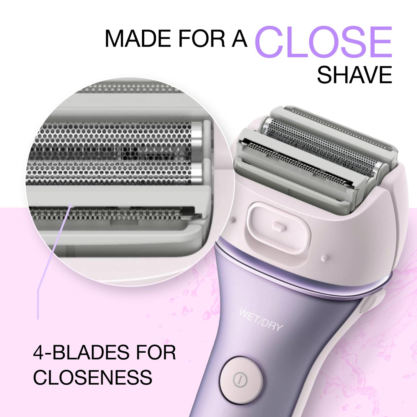 Panasonic Electric Shaver for Women, Cordless 4-Blade Shaver, Bikini Attachment, Pop-Up Trimmer, Wet-Dry Operation, Electric Razors for Women - ES-AWL8AV (Purple)