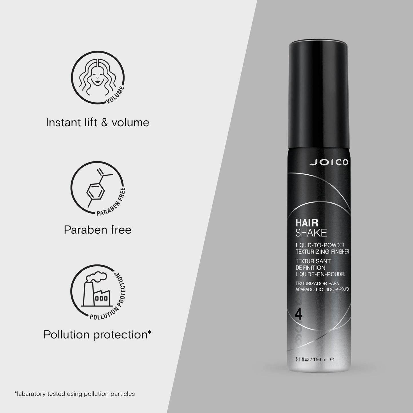 Joico Hair Shake Liquid-To-Powder Texturizing Finisher | For Most Hair Types | Long-Lasting Volume | Instant Lift | Quick Dry Finish | Protects Against Pollution | Paraben Free | 5.1 Fl Oz
