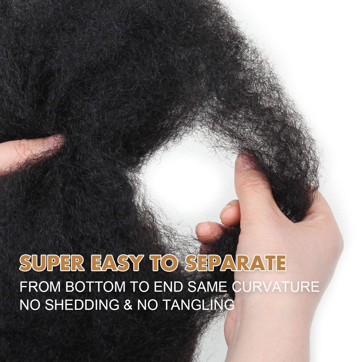 Vecago Afro Kinkys Bulk Human Hair, 4c Curly Hair for Permanent Sister Locs/Mini Twists/Braids/Repair Can Dye and Bleach(16 inch),Black