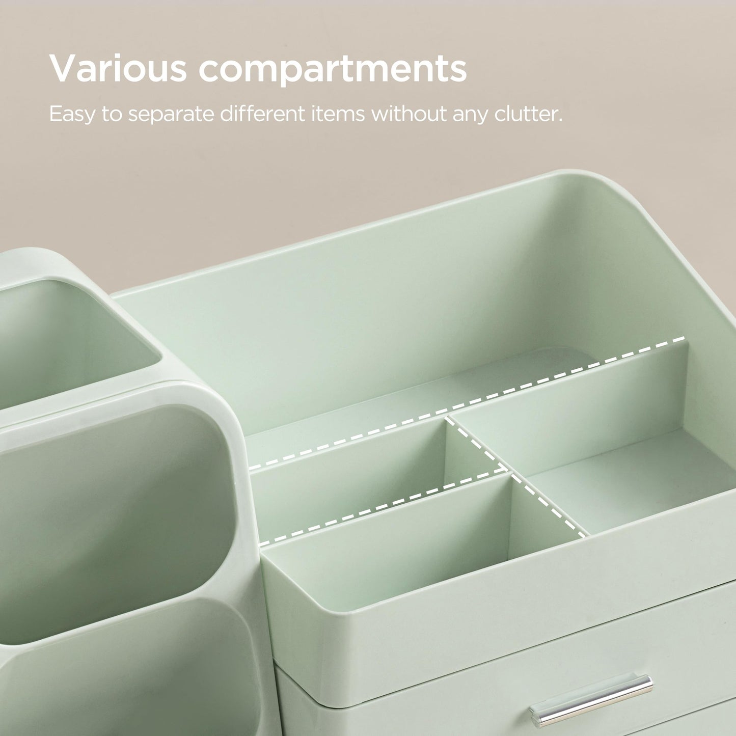HBlife Makeup Organizer with Brush Holder for Vanity, Large Plastic Bathroom Countertop Organizer Skin Care Storage, Easy to Store Lipsticks, Nail Polishes, Perfumes, Eyeshadow Palettes, All Green