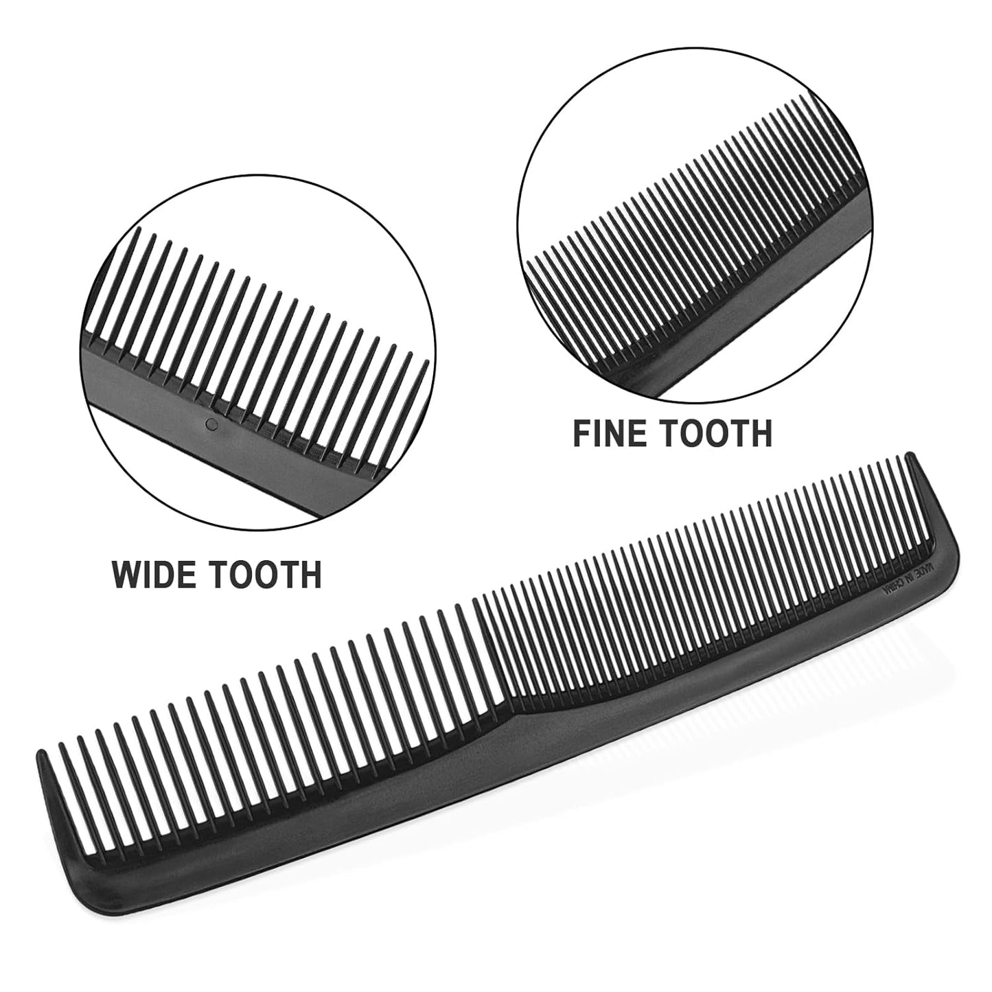Double Tooth Hair Pocket Combs - 200 Individually Wrapped Black Combs for Charity & Care Packs