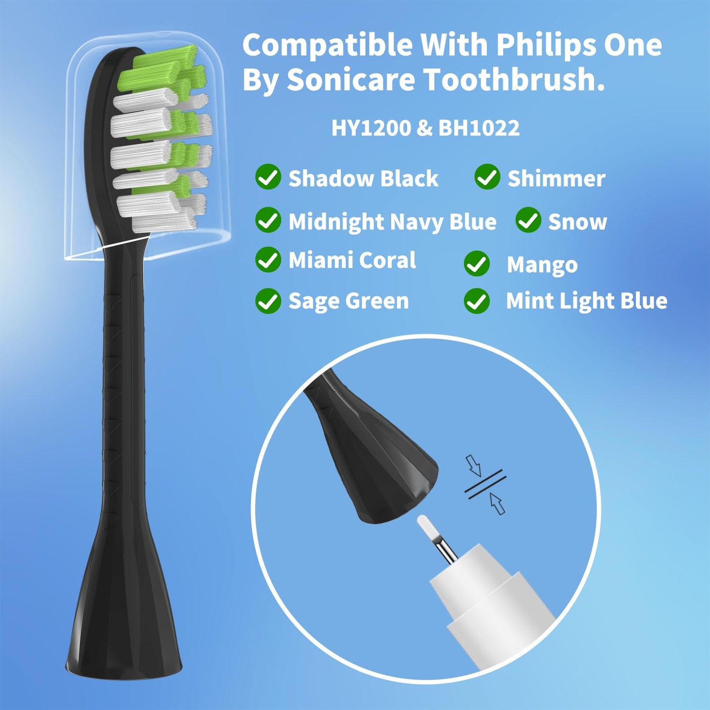 10 Pack Toothbrush Replacement Heads for Philips One Sonicare, Black