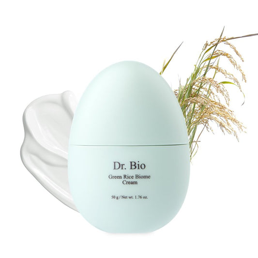 Dr.Bio Green Rice Biome Cream (1.69 fl.oz) with Probiotic, Vegan Moisturiser, Reduce Dark Spot, Treat Hyperpigmentation & Blemish, Radiant Skin, Skin Barrier Care, Fragrance-Free, Korean Skincare