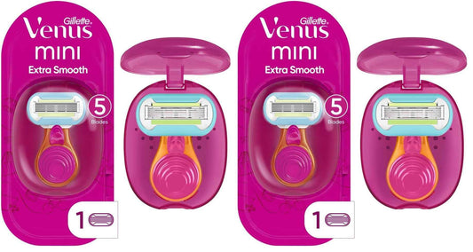 Gillette Venus Extra Smooth On The Go Razor For Women, Handle + 1 Blade Refill + 1 Travel Case, Great Addition To Your Travel Size Toiletries (Pack of 2)