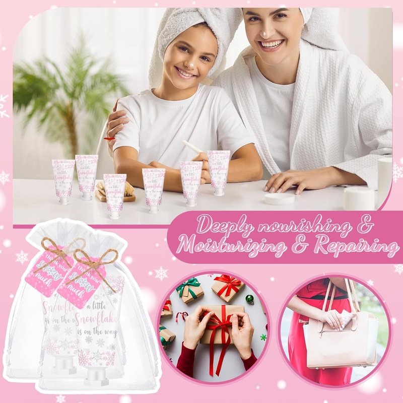 Baby Shower Hand Cream Gift Set - 48 Sets of Mini Travel Size Lotion for Guests | Snowflake Design
