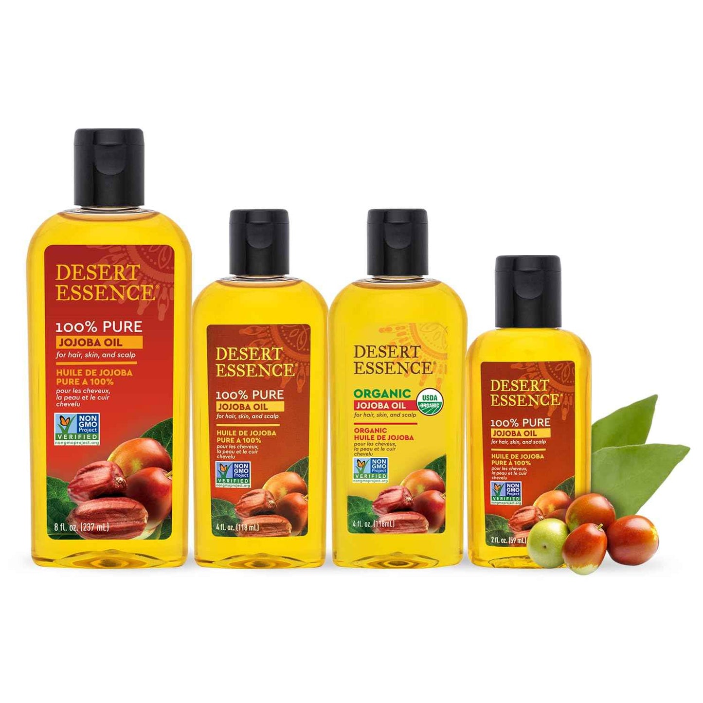 Desert Essence 100% Pure Jojoba Oil – 8 Fl Oz Moisturizer for Hair, Skin & Scalp | Makeup Remover & Aftershave Hydrator, Non-GMO, Vegan, Cold-Pressed, Anti-Flakiness & Non-Clogging Beauty Elixir