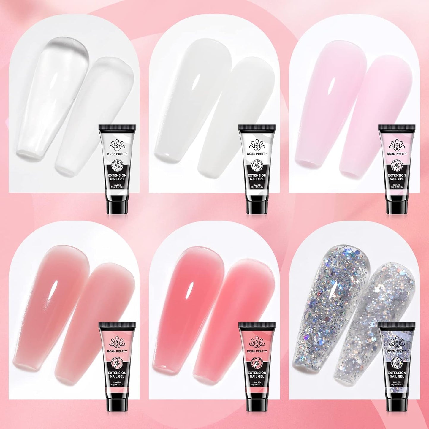 Poly Nail Extension Gel Kit - Includes Nail Prep Dehydrate & Bond Primer Set | Perfect for DIY Manicures