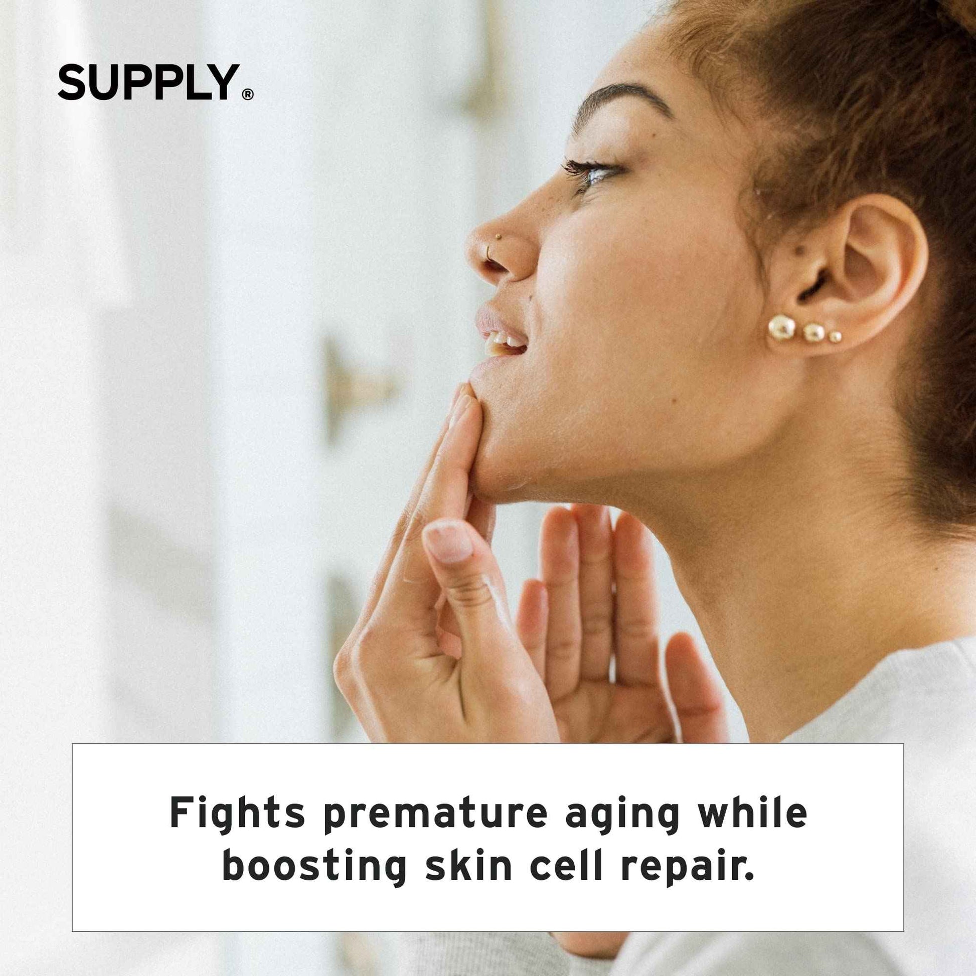 Supply Men’s Facial Moisturizer – Lightweight, Plant-Based Daily Face Cream with Aloe Vera, Green Tea & Shea Butter – Anti-Aging, Oil-Free Hydration for Wrinkles, Fine Lines & Firmness- 3.4oz