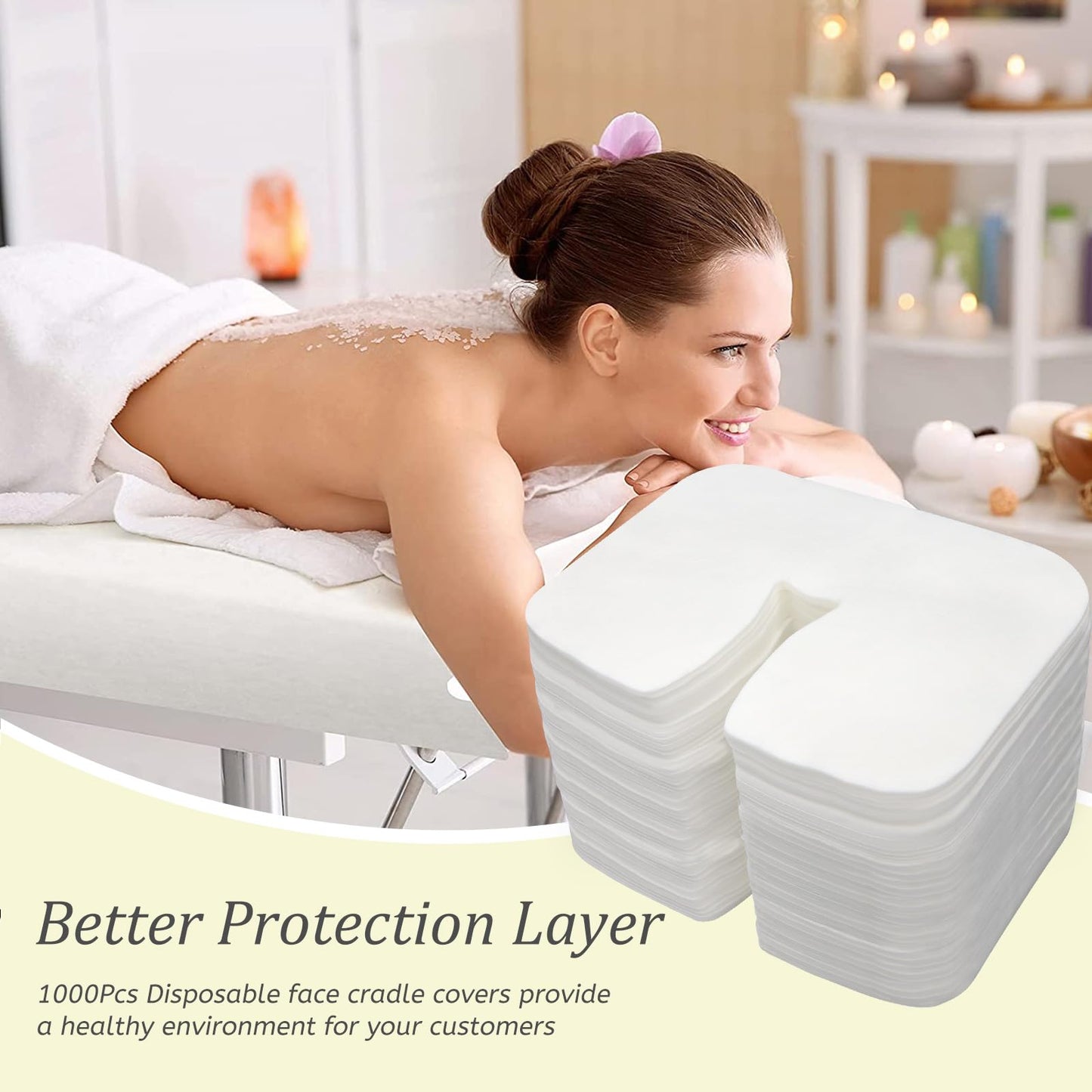 Rngwaper 300 Count Disposable Face Cradle Covers Non-Sticking Ultra Soft Medical-Grade SPA Massage Face Covers Disposable Massage Headrest Covers for Massage Tables & Massage Chairs 14.2"x 10.6"