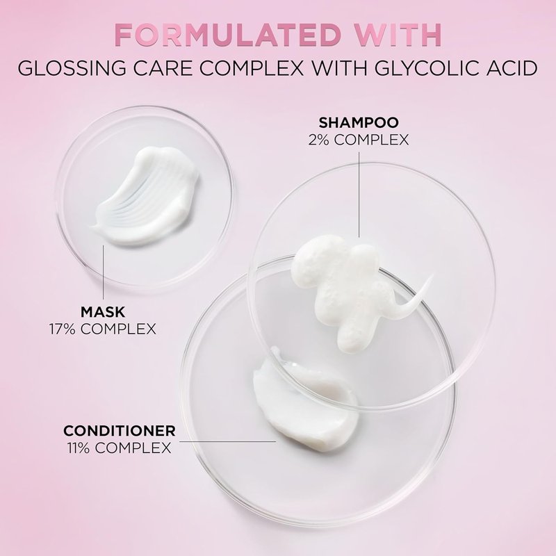 L'Oreal Paris Glossing Shampoo & Conditioner Set | Sulfate-Free with Glycolic Acid for Dull, Dry Hair - 1 Kit
