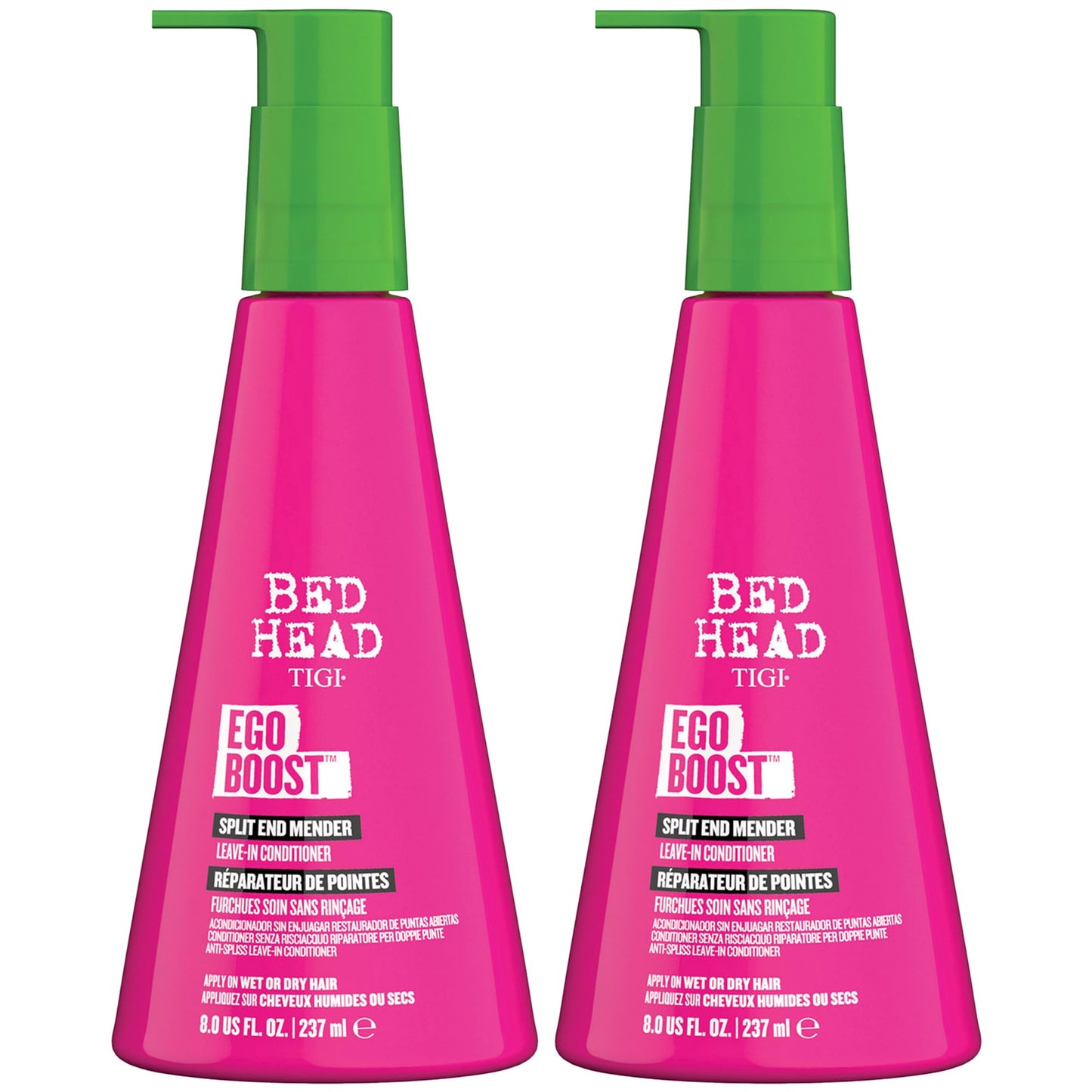 TIGI Bed Head Leave-In Conditioner, Split End Mender, Ego Boost 2-Pack – Split Ends Treatment for Dry, Damaged Hair, Fruit & Berries Fragrance, 8 Oz Ea