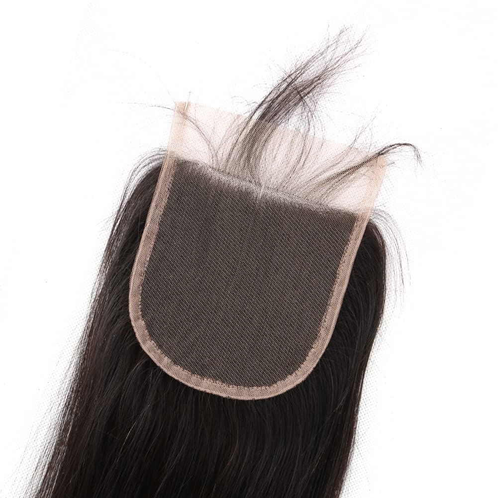 Bella Hair Cuticle Aligned Straight Human Hair Top Closure 4x4 Remy Virgin Hair Free Part Lace Closure with Baby Hair (18inch)