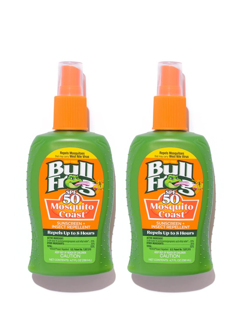 Bullfrog Mosquito Coast Bug Spray Insect Repellent + Sunscreen SPF 50, Pump Spray, 4.7 Fl oz 2 Pack