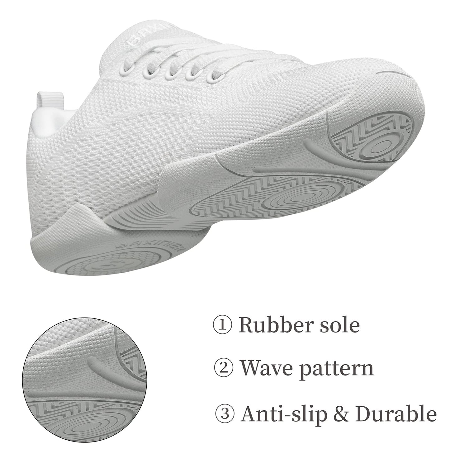 BAXINIER Girls White Cheerleading Shoes Breathable Youth Cheer Competition Sneakers Athletic Training Dance Tennis Walking Shoes - White 4 Big Kid
