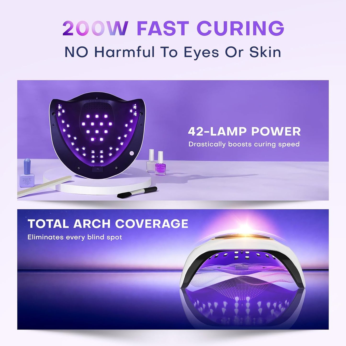 UV Nail Lamp - Upgrade Gel Polish Dryer with Auto Sensor & 4 Timer Settings | Bright White