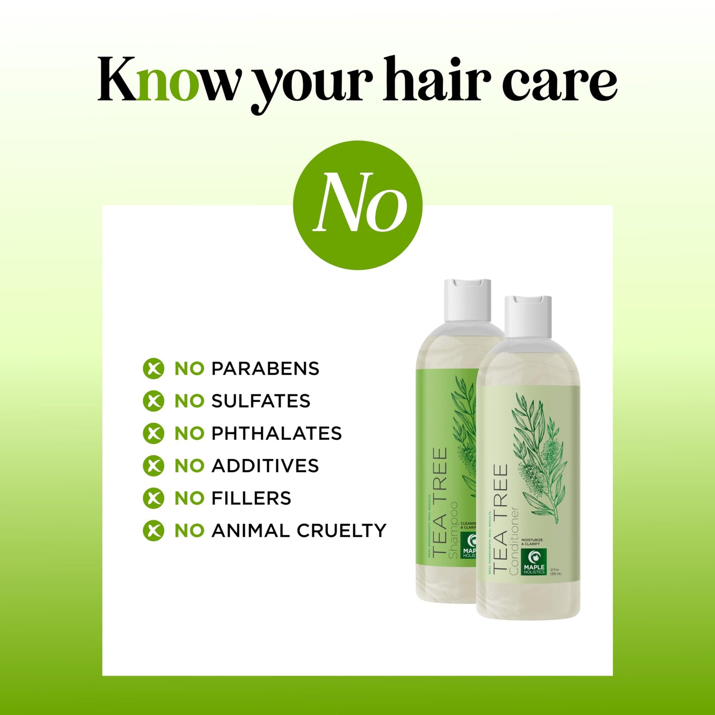 Tea Tree Shampoo and Conditioner Set - Sulfate Free Clarifying Shampoo and Conditioner for Oily Hair & Scalp Care with Cleansing Tea Tree Oil - Complete Oily and Dry Scalp Treatment for Build Up