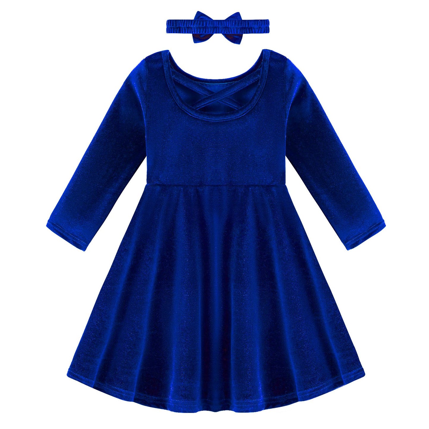 Weixinbuy Toddler Girl Fall Winter Clothes Outfit Baby Girl Velvet Twirl Dress Long Sleeve Pocket Swing Party Dress for Girl