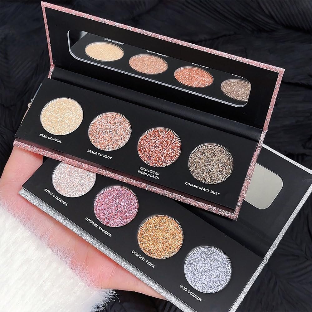 4 Colors Highlight Pink-Purple Eyeshadow Palette, SHANY Cosmetics Shimmer Palette, Cruelty-Free and Vegan Formula, Glitter Eyeshadow for Professional Makeup