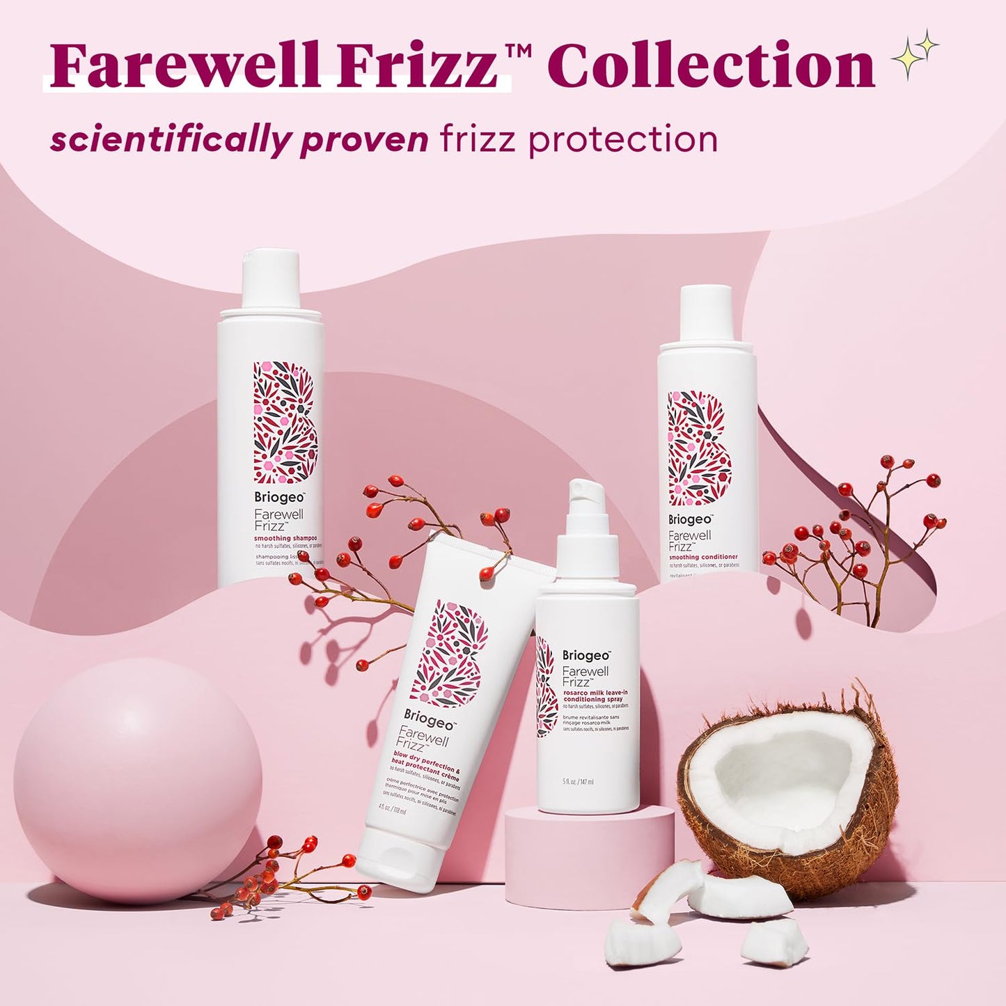 Briogeo Farewell Frizz Blow Dry Perfection & Heat Protectant Crème | Silicone-Free Styling Cream for Frizz Control, Smoothness & Shine | Protects Up to 450°F | Vegan & Cruelty-Free | 2 oz